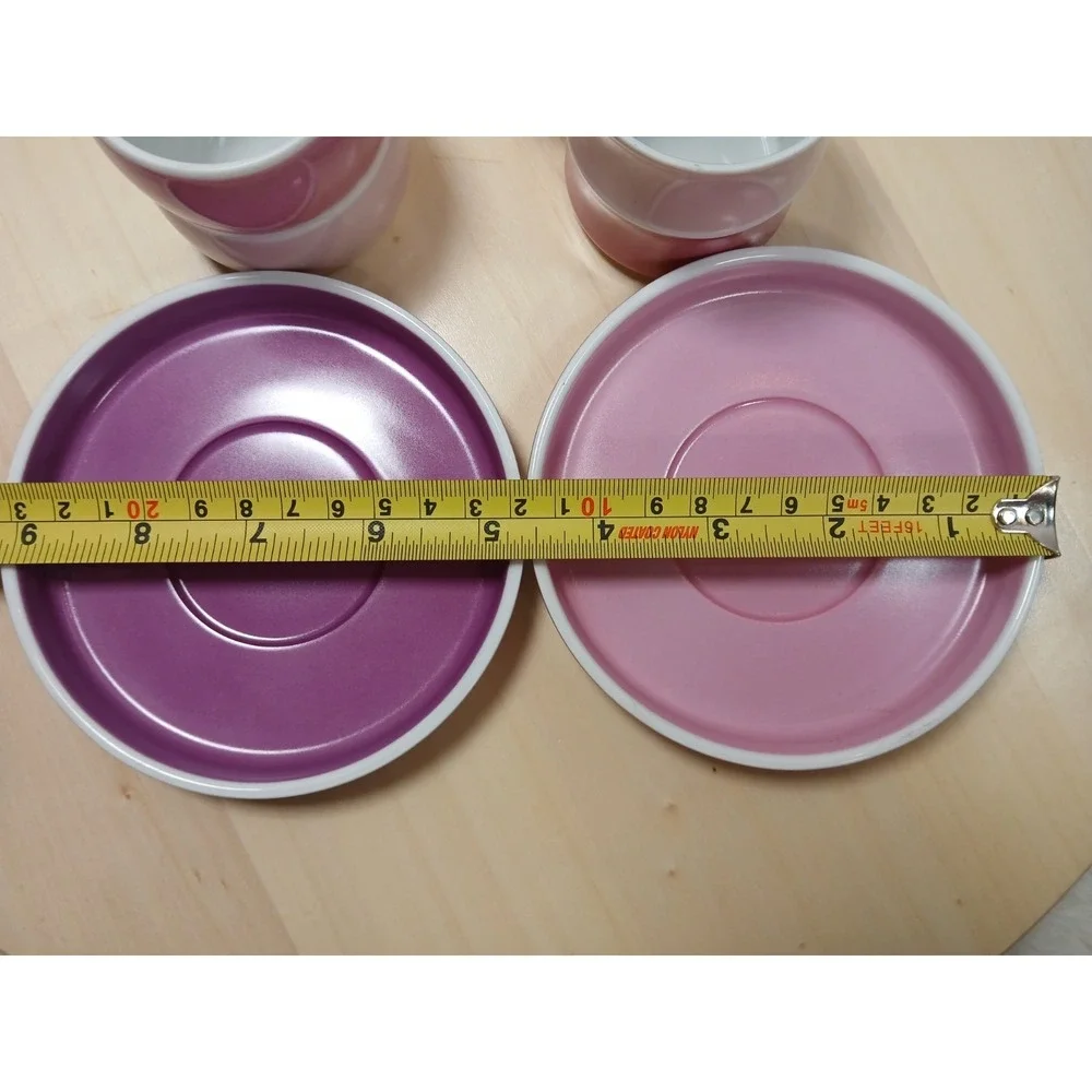 Vintage Block Chromatics Red Lavender Demi. Cup & Saucer Set  Gerald Gulotta MCM
